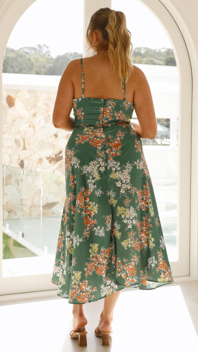 Elowen™ – Vestido Midi Liviano con Flores y Espalda Descubierta