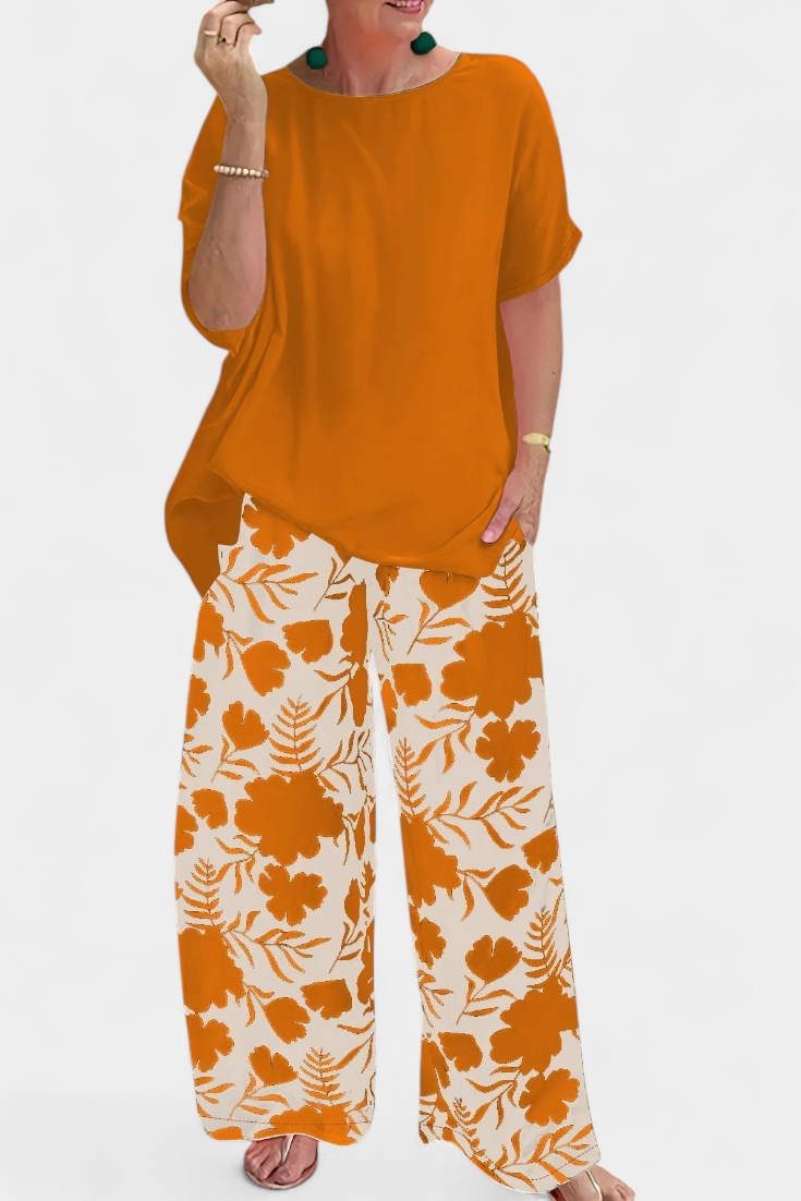 Aivy Conjunto Floral de Dos Piezas con Estilo Casual