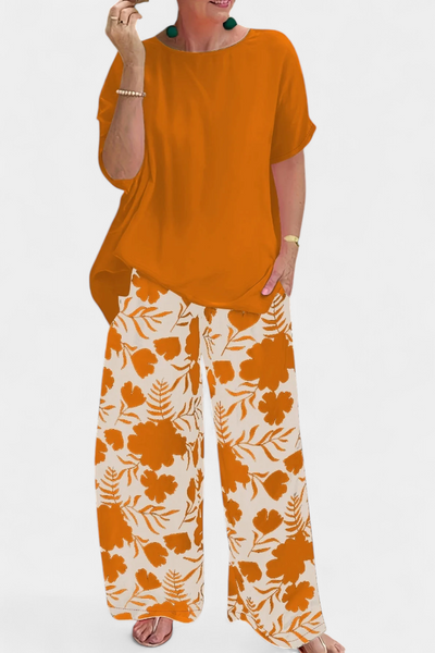 Aivy Conjunto Floral de Dos Piezas con Estilo Casual