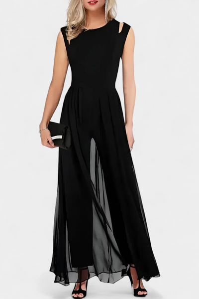 Nadia Mono Elegante Sin Mangas con Detalle de Transparencia Frontal