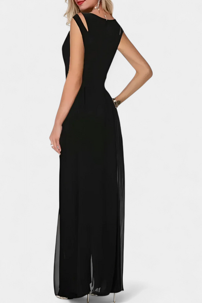 Nadia Mono Elegante Sin Mangas con Detalle de Transparencia Frontal