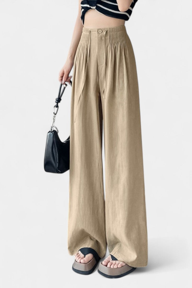 Ilyana Pantalones de Cintura Alta con Pierna Ancha