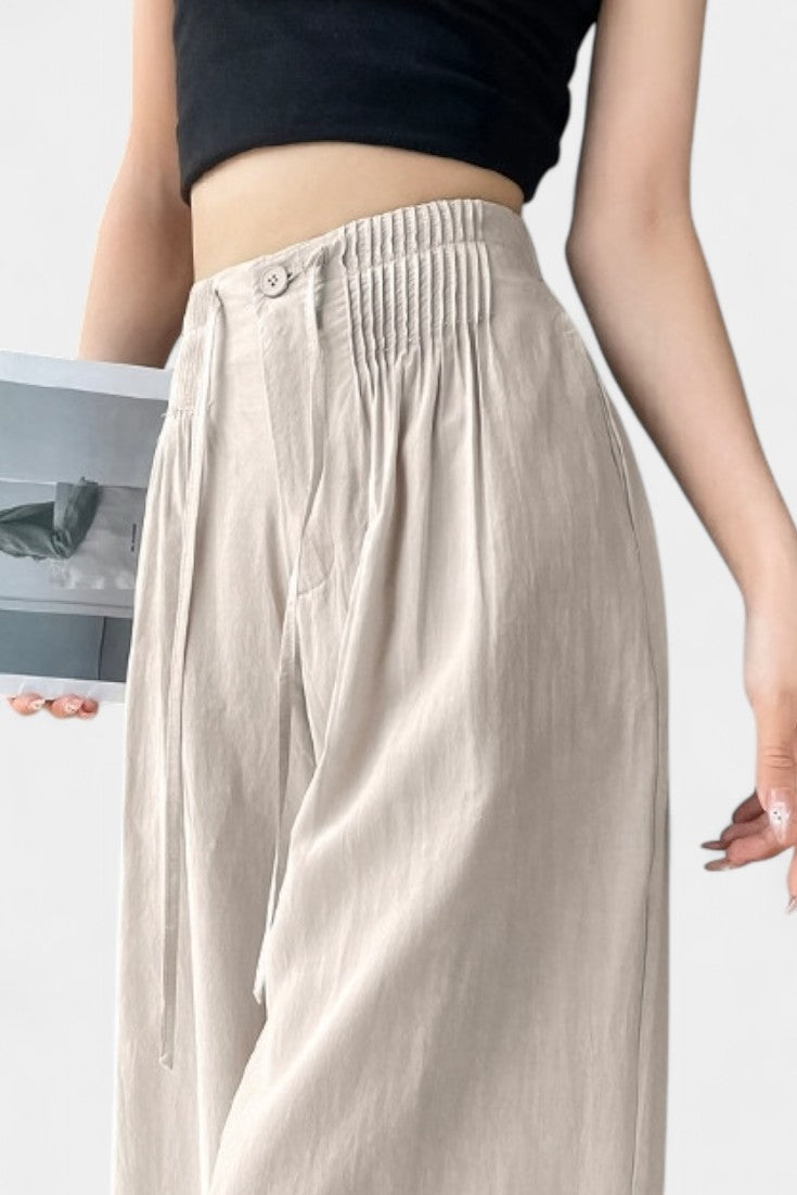 Ilyana Pantalones de Cintura Alta con Pierna Ancha
