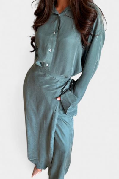 Conjunto Casual Marisol: Camisa Suelta y Falda Pantalón