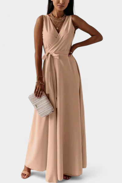 Marla – Vestido Largo con Escote en V y Corte Fluido