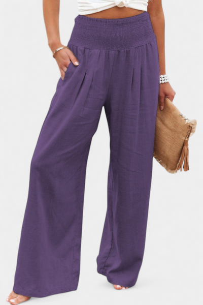 Lexia Pantalones de Algodón y Lino con Corte Suelto y Estilo Natural