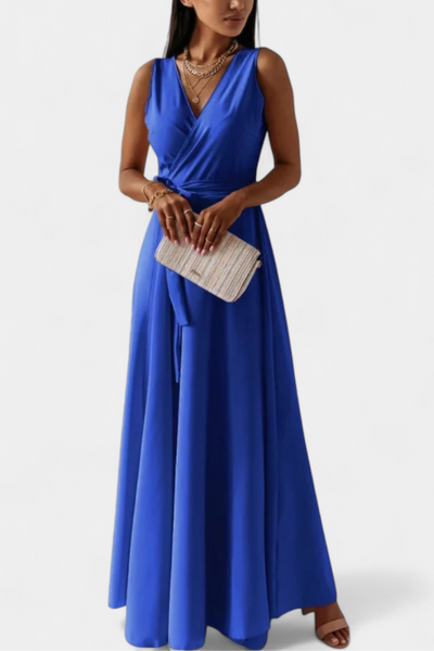 Marla – Vestido Largo con Escote en V y Corte Fluido