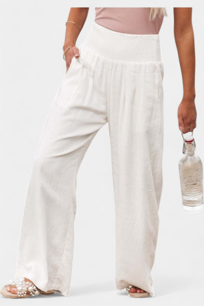 Lexia Pantalones de Algodón y Lino con Corte Suelto y Estilo Natural