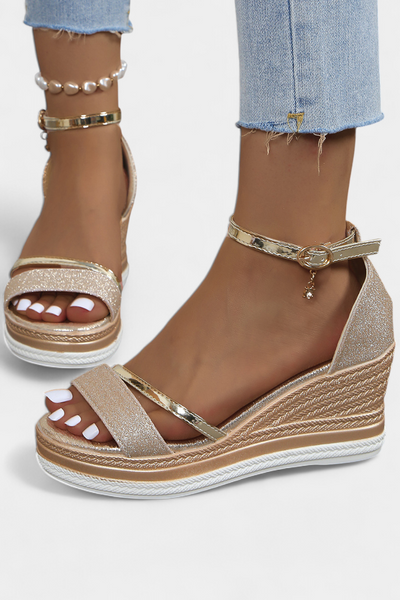 Sandalias Ortopédicas Corinne con Plataforma Wedge y Brillo Elegante