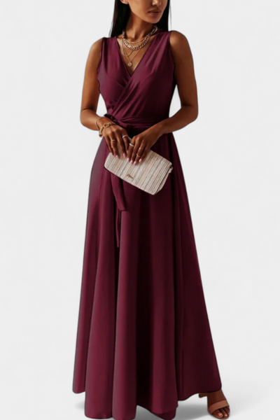 Marla – Vestido Largo con Escote en V y Corte Fluido