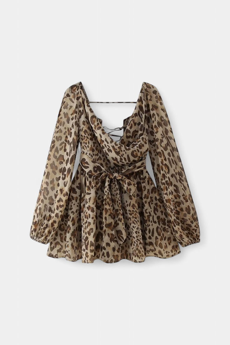 Vestido Mini Skylar con Escote en V y Mangas Livianas
