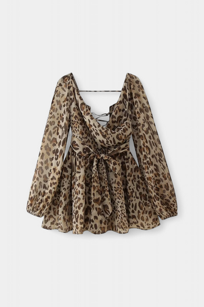 Vestido Mini Skylar con Escote en V y Mangas Livianas