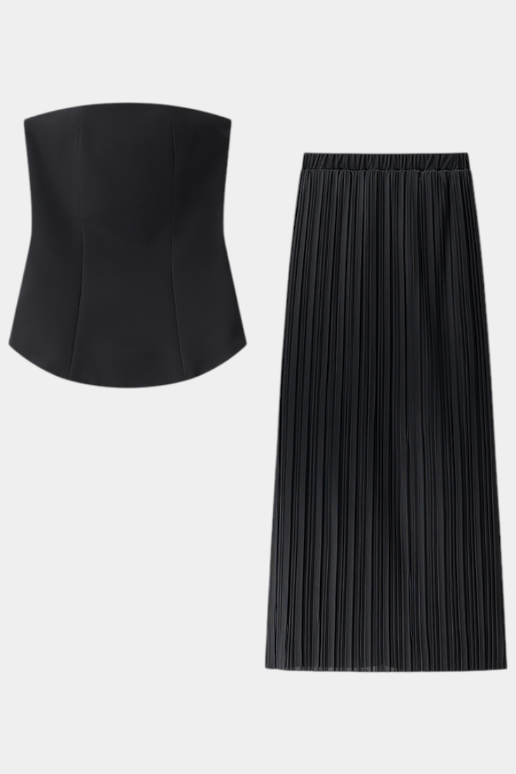 Conjunto Plisado Sin Tirantes Clarita de Dos Piezas