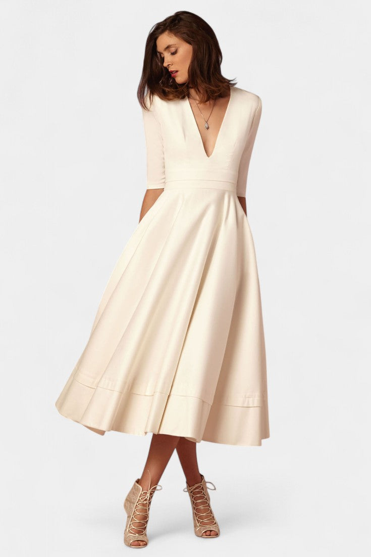 Nylah Vestido Midi A-Line de Estilo Vintage