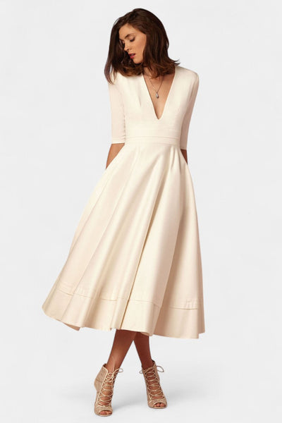 Nylah Vestido Midi A-Line de Estilo Vintage
