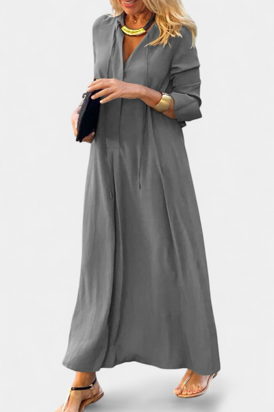 Vestido Verónica de Manga Larga con Escote en V