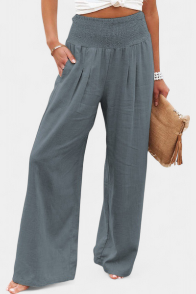 Lexia Pantalones de Algodón y Lino con Corte Suelto y Estilo Natural