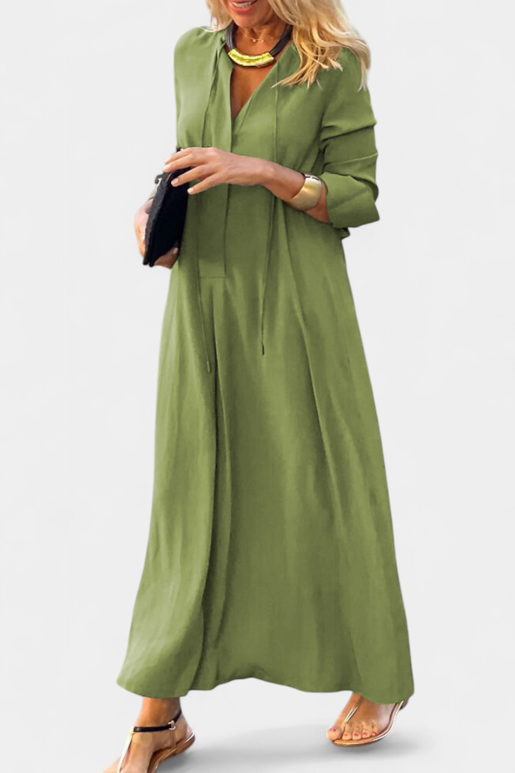 Vestido Verónica de Manga Larga con Escote en V
