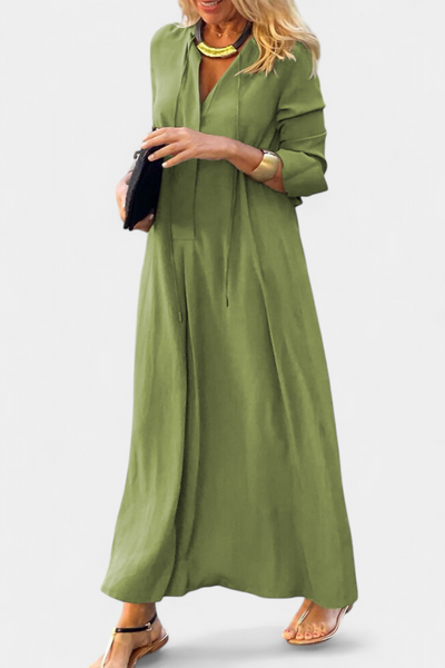Vestido Verónica de Manga Larga con Escote en V