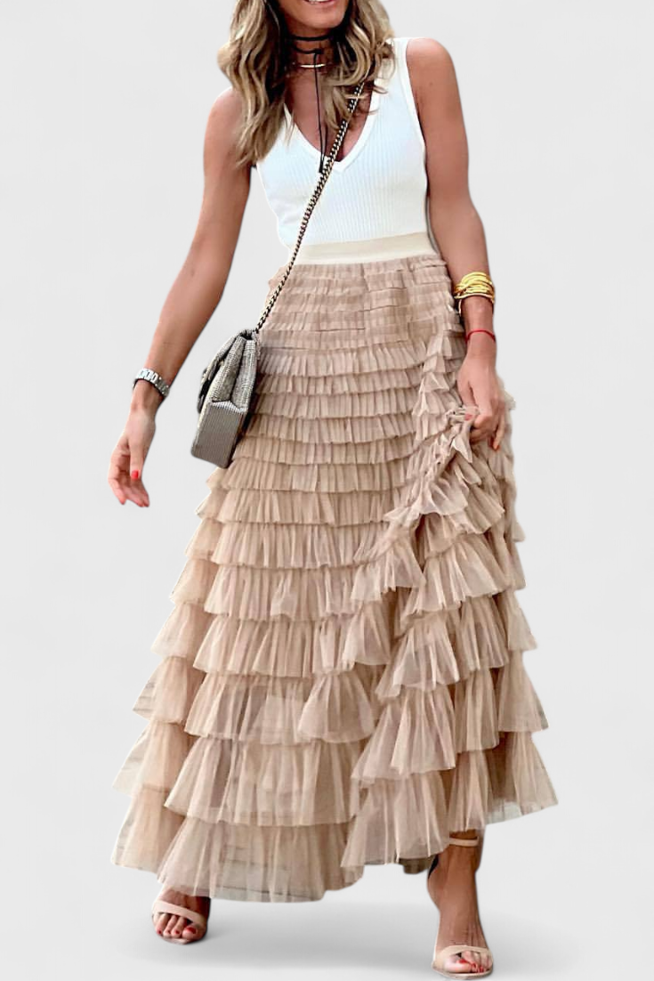 Falda Larga de Tul Vintage Capucine