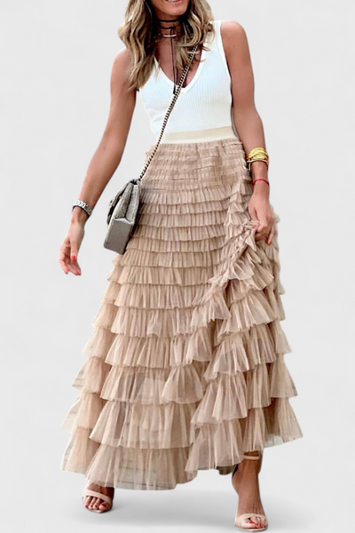 Falda Larga de Tul Vintage Capucine