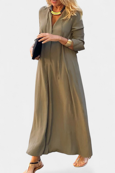 Vestido Verónica de Manga Larga con Escote en V