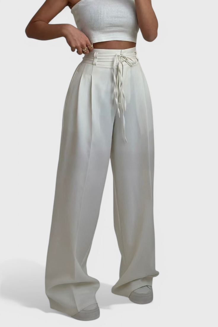 Sophie Pantalones de pierna ancha con ajuste de cordones