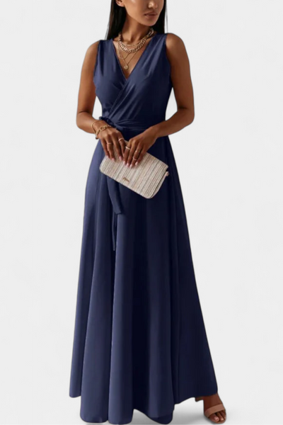 Marla – Vestido Largo con Escote en V y Corte Fluido