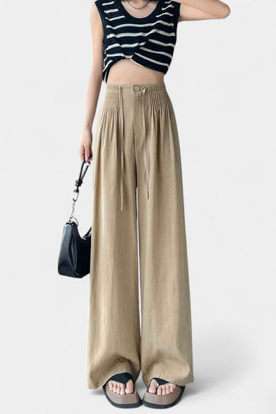 Ilyana Pantalones de Cintura Alta con Pierna Ancha
