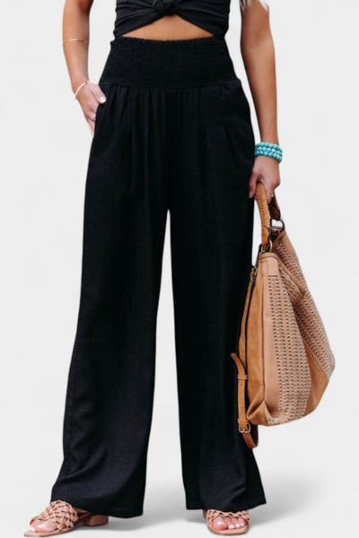 Lexia Pantalones de Algodón y Lino con Corte Suelto y Estilo Natural