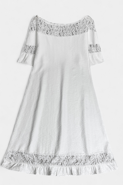 Vestido Casual de Lino Karol con Encaje y Cuello Barco