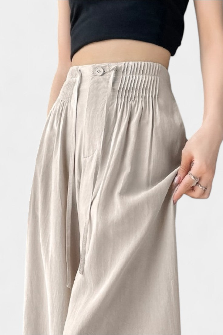 Ilyana Pantalones de Cintura Alta con Pierna Ancha