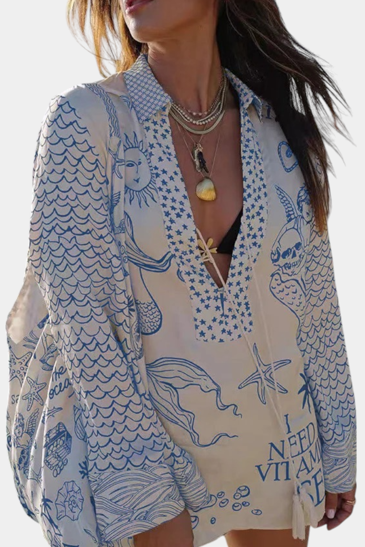 Conjunto Camisero Estampado Amalia con Short Elástico
