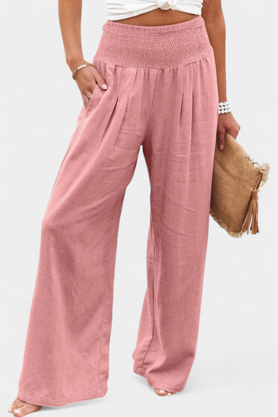 Lexia Pantalones de Algodón y Lino con Corte Suelto y Estilo Natural