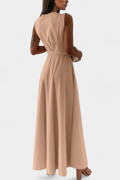 Marla – Vestido Largo con Escote en V y Corte Fluido