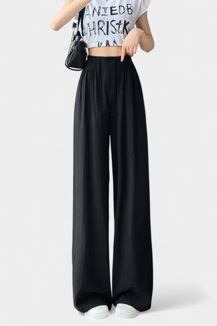 Ilyana Pantalones de Cintura Alta con Pierna Ancha