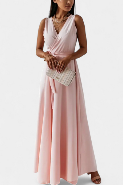 Marla – Vestido Largo con Escote en V y Corte Fluido