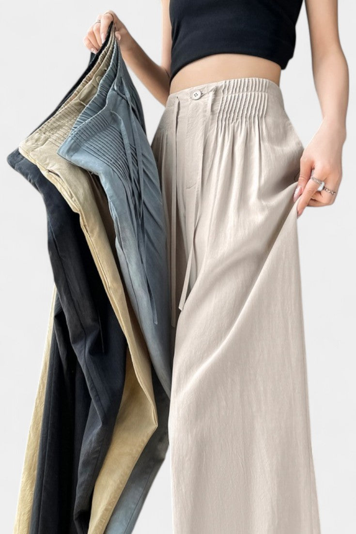 Ilyana Pantalones de Cintura Alta con Pierna Ancha