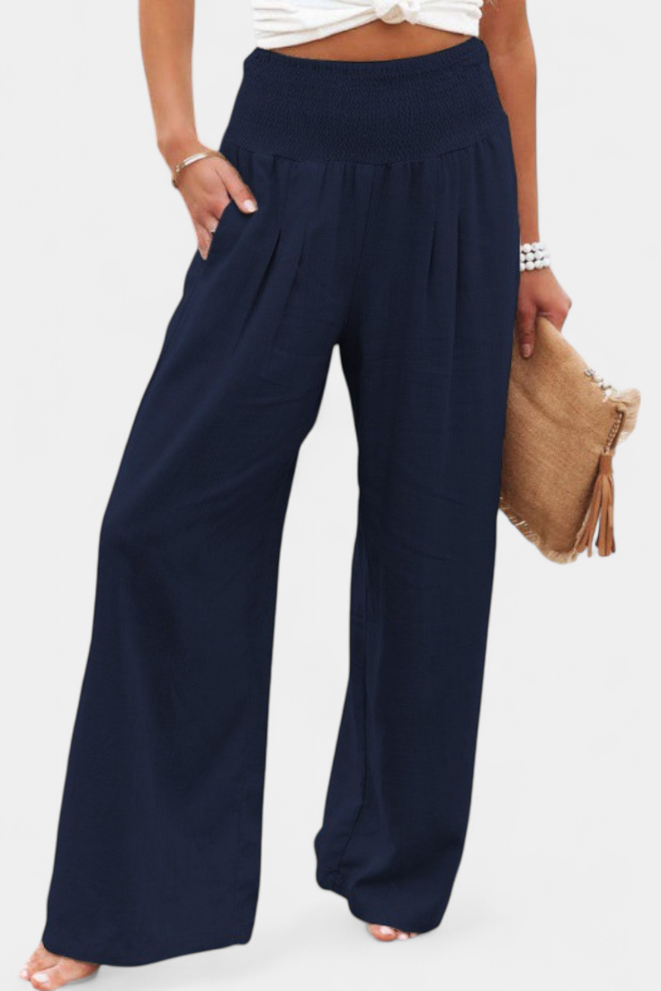 Lexia Pantalones de Algodón y Lino con Corte Suelto y Estilo Natural