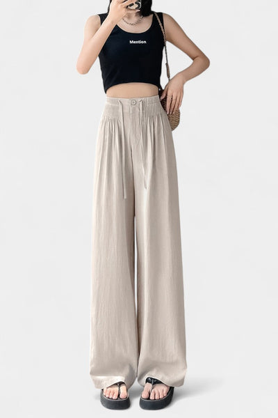 Ilyana Pantalones de Cintura Alta con Pierna Ancha