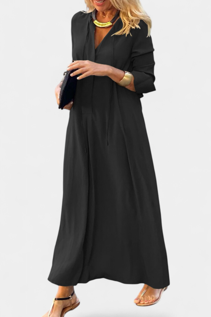 Vestido Verónica de Manga Larga con Escote en V