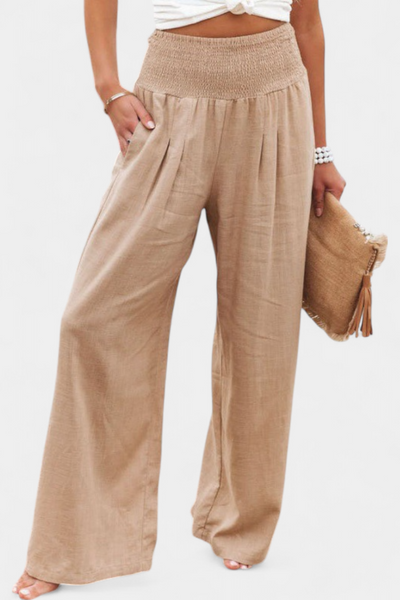 Lexia Pantalones de Algodón y Lino con Corte Suelto y Estilo Natural
