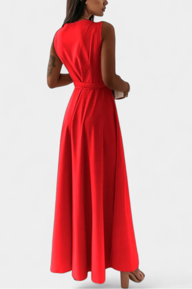 Marla – Vestido Largo con Escote en V y Corte Fluido