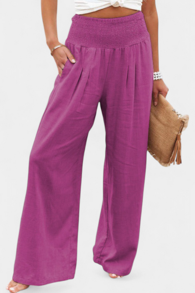 Lexia Pantalones de Algodón y Lino con Corte Suelto y Estilo Natural