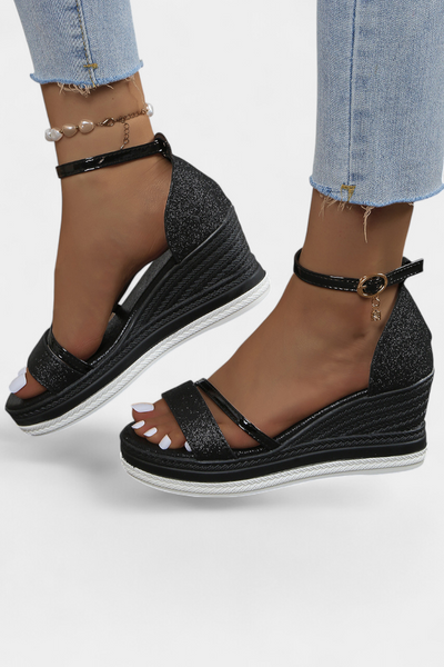 Sandalias Ortopédicas Corinne con Plataforma Wedge y Brillo Elegante