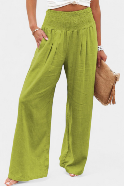 Lexia Pantalones de Algodón y Lino con Corte Suelto y Estilo Natural