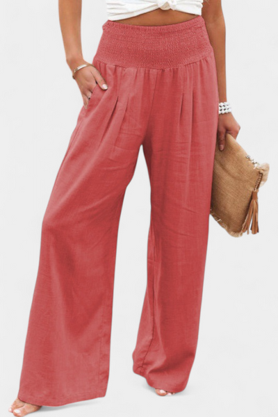 Lexia Pantalones de Algodón y Lino con Corte Suelto y Estilo Natural
