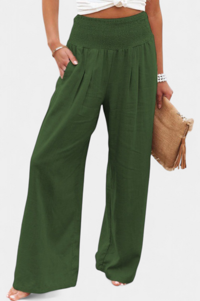 Lexia Pantalones de Algodón y Lino con Corte Suelto y Estilo Natural