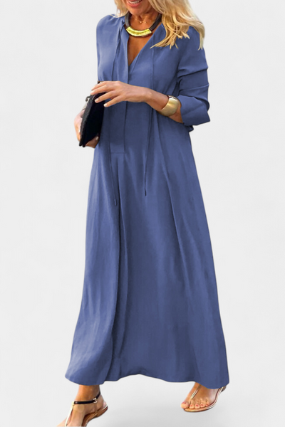 Vestido Verónica de Manga Larga con Escote en V