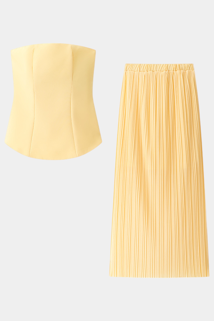 Conjunto Plisado Sin Tirantes Clarita de Dos Piezas